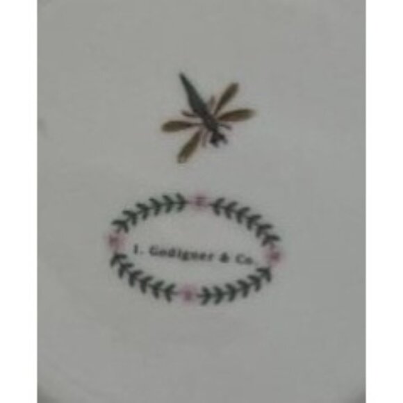 Vintage I. Godinger & Co. Porcelain Salad Dessert Plates Set Of 6 Botanical Drag - Picture 8 of 8